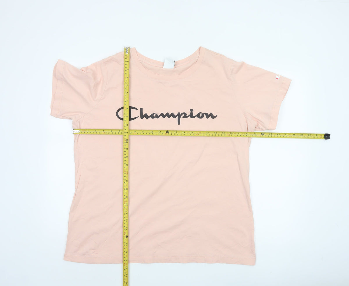 Champion Women’s Pink 2XL Basic Logo Crew Neck Short Sleeve T-Shirt