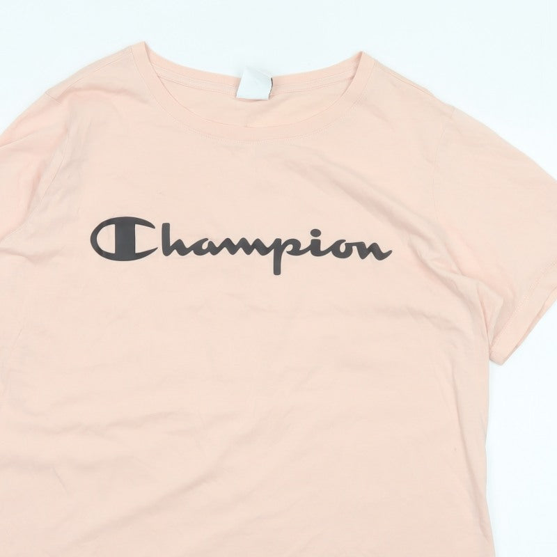 Champion Women’s Pink 2XL Basic Logo Crew Neck Short Sleeve T-Shirt