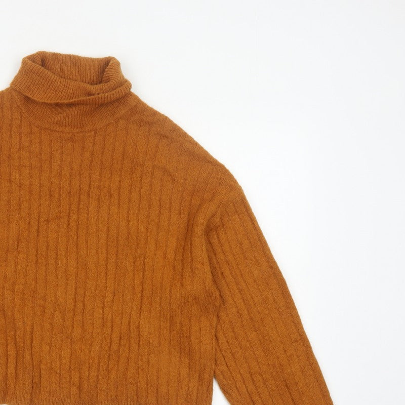 ASOS Women’s Orange Ribbed Roll Neck Knit Jumper UK 10 Long Sleeve