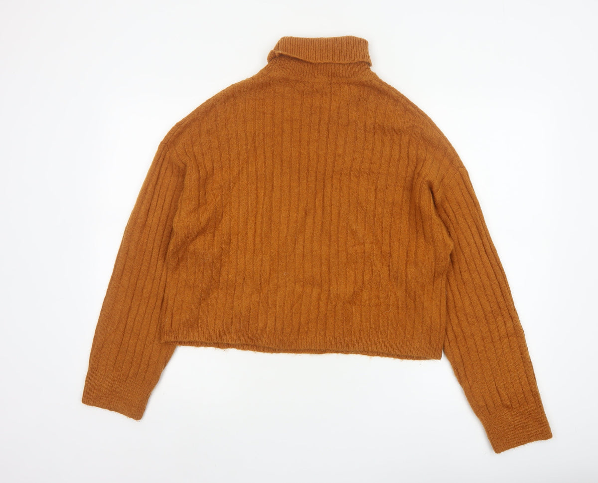 ASOS Women’s Orange Ribbed Roll Neck Knit Jumper UK 10 Long Sleeve