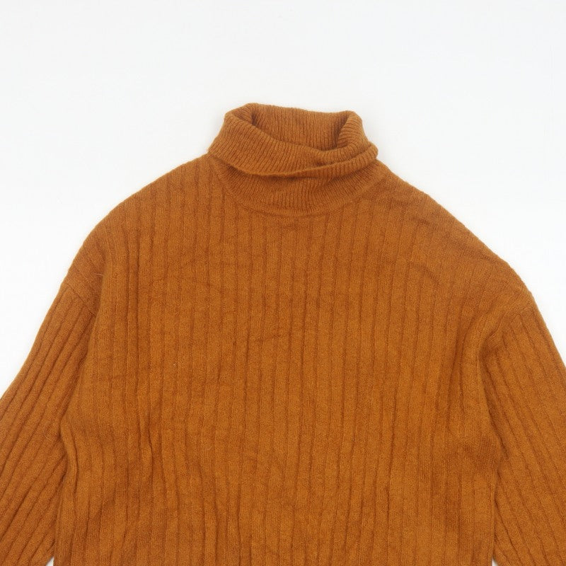 ASOS Women’s Orange Ribbed Roll Neck Knit Jumper UK 10 Long Sleeve