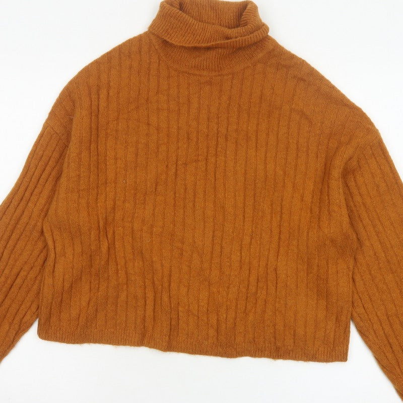 ASOS Women’s Orange Ribbed Roll Neck Knit Jumper UK 10 Long Sleeve