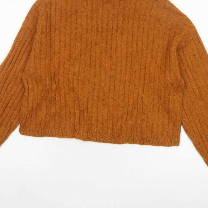 ASOS Women’s Orange Ribbed Roll Neck Knit Jumper UK 10 Long Sleeve