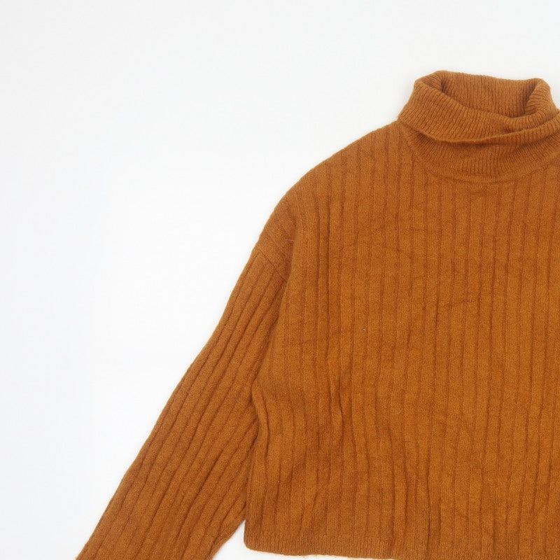 ASOS Women’s Orange Ribbed Roll Neck Knit Jumper UK 10 Long Sleeve