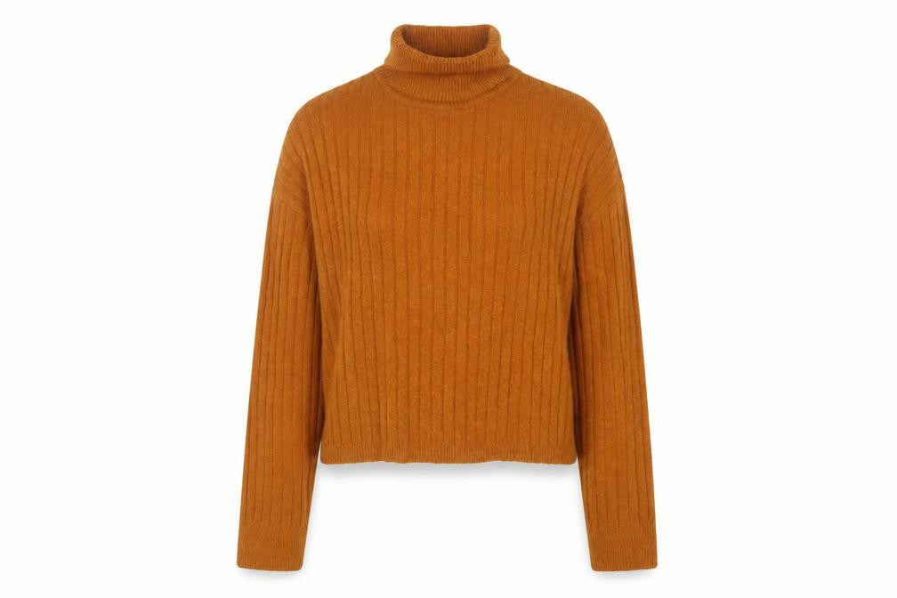 ASOS Women’s Orange Ribbed Roll Neck Knit Jumper UK 10 Long Sleeve