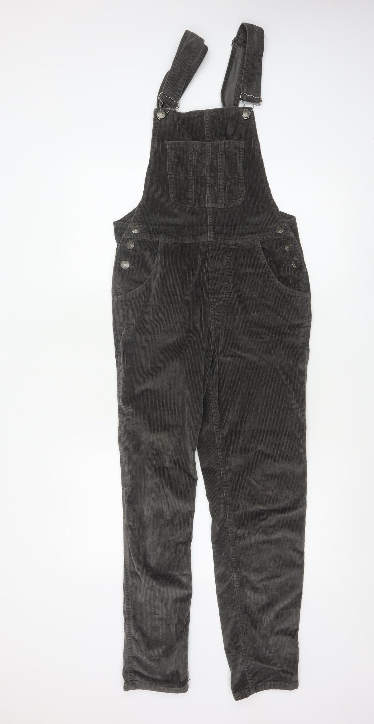 Fat Face Women Grey Corduroy Dungarees UK 8 Adjustable Straight Leg