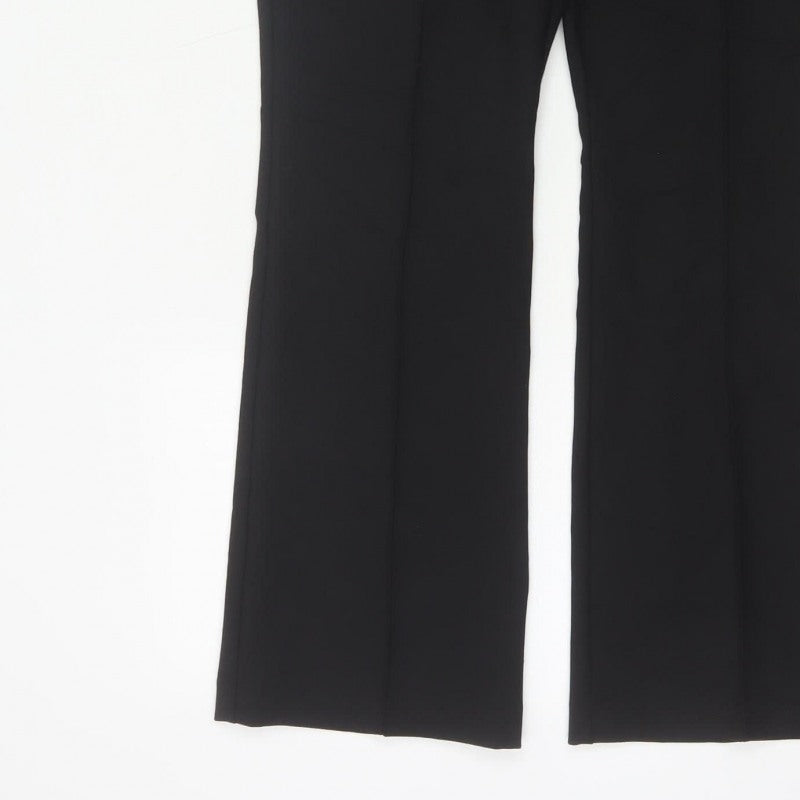 M&S Women’s Black UK 14 Short Flared Wool Blend Tailored Trousers