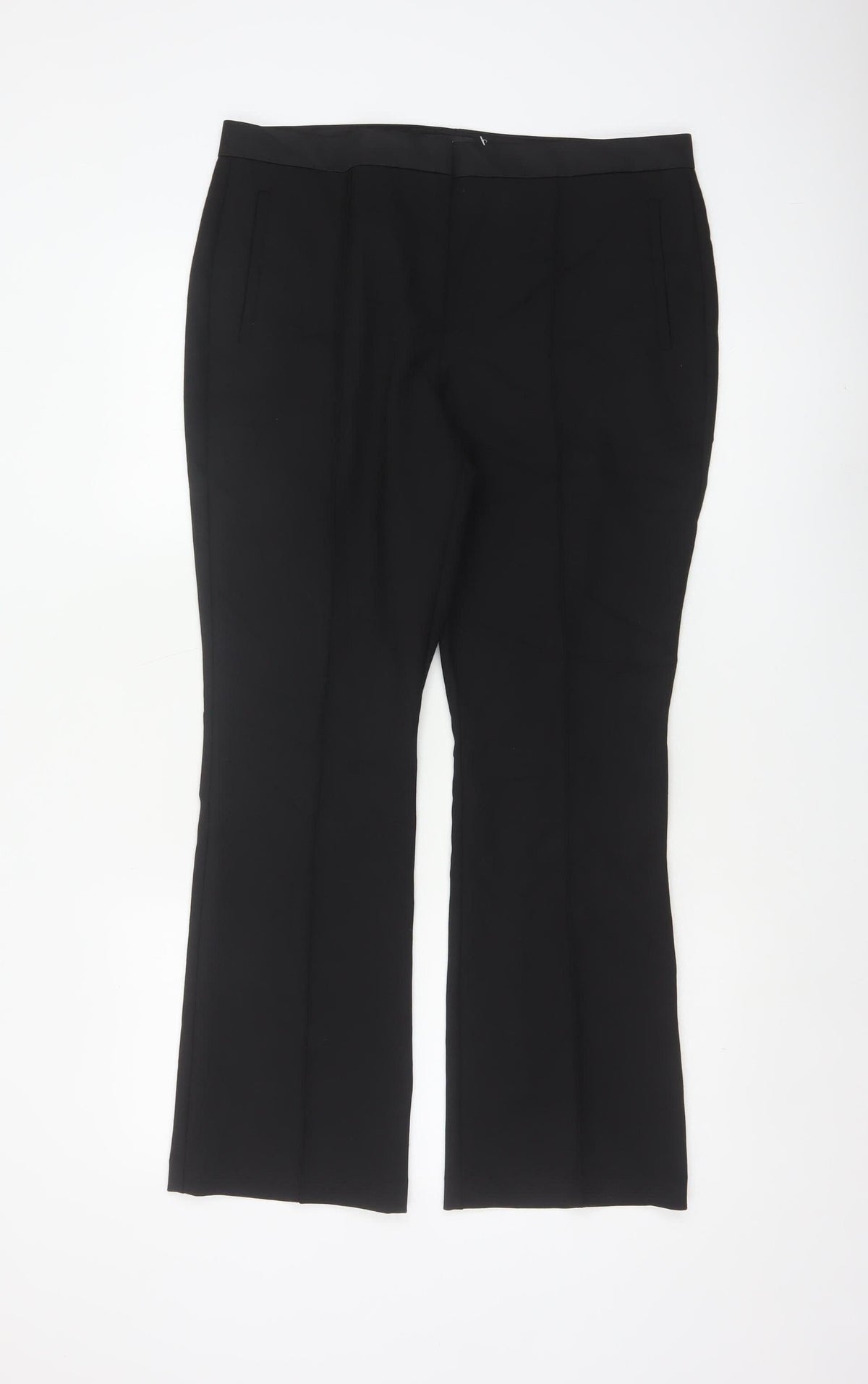 M&S Women’s Black UK 14 Short Flared Wool Blend Tailored Trousers