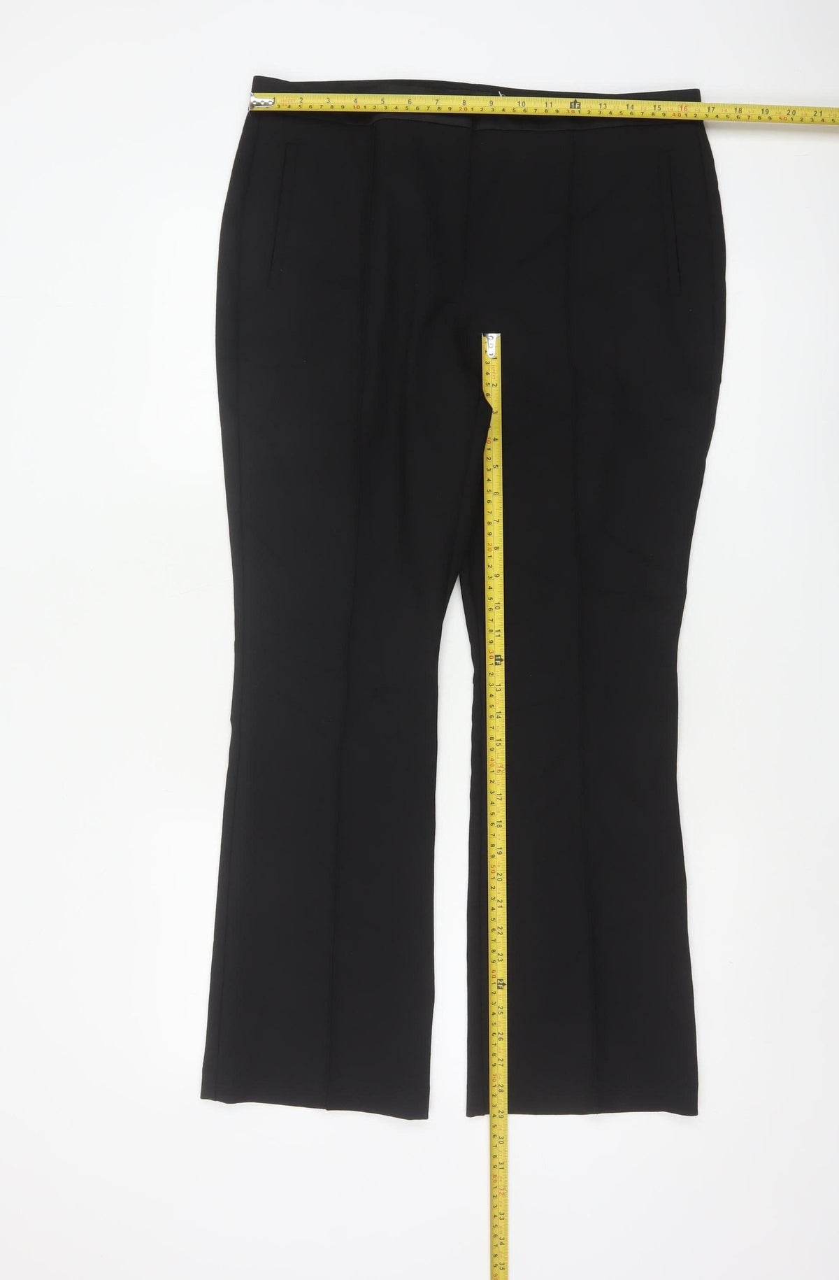 M&S Women’s Black UK 14 Short Flared Wool Blend Tailored Trousers