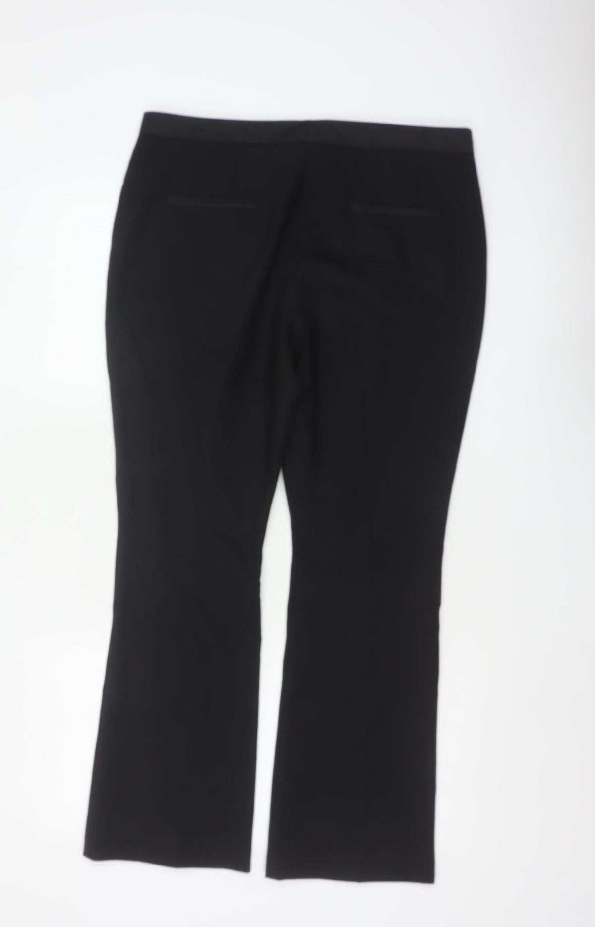 M&S Women’s Black UK 14 Short Flared Wool Blend Tailored Trousers