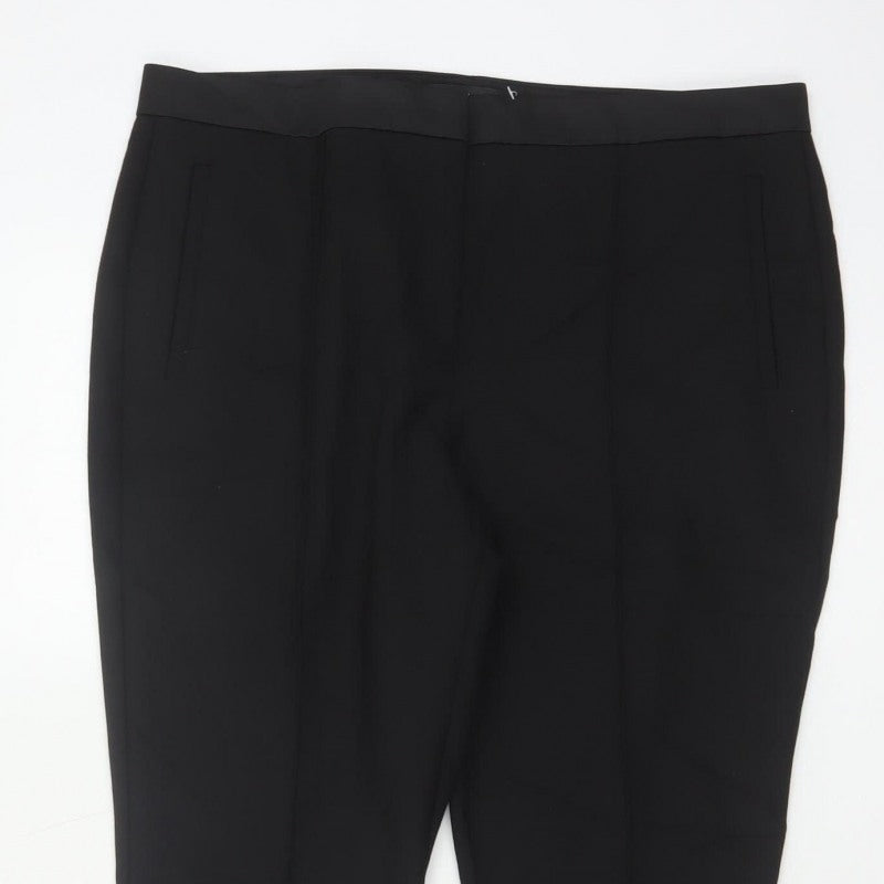 M&S Women’s Black UK 14 Short Flared Wool Blend Tailored Trousers