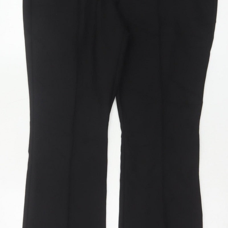 M&S Women’s Black UK 14 Short Flared Wool Blend Tailored Trousers
