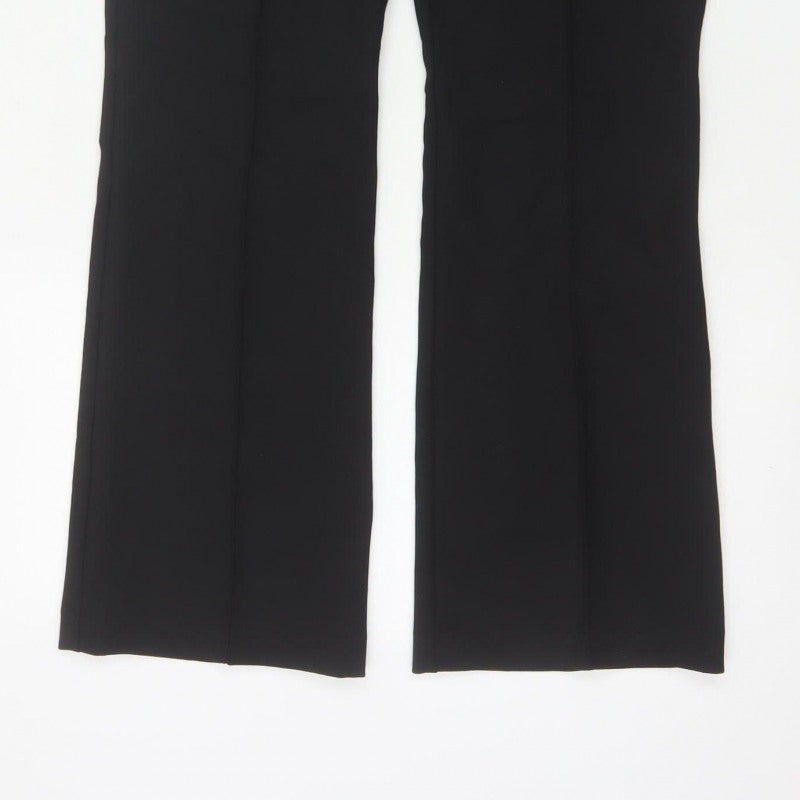 M&S Women’s Black UK 14 Short Flared Wool Blend Tailored Trousers