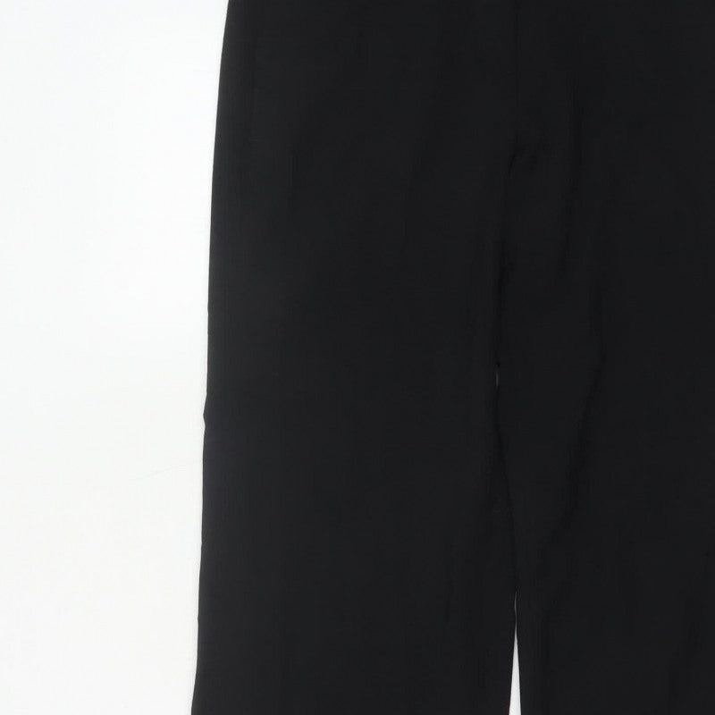 Marks and Spencer Women Black Size 12 Wide-Leg Dress Trousers