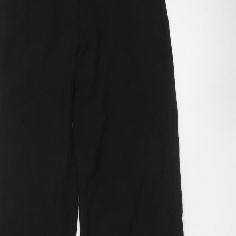 Marks and Spencer Women Black Size 12 Wide-Leg Dress Trousers