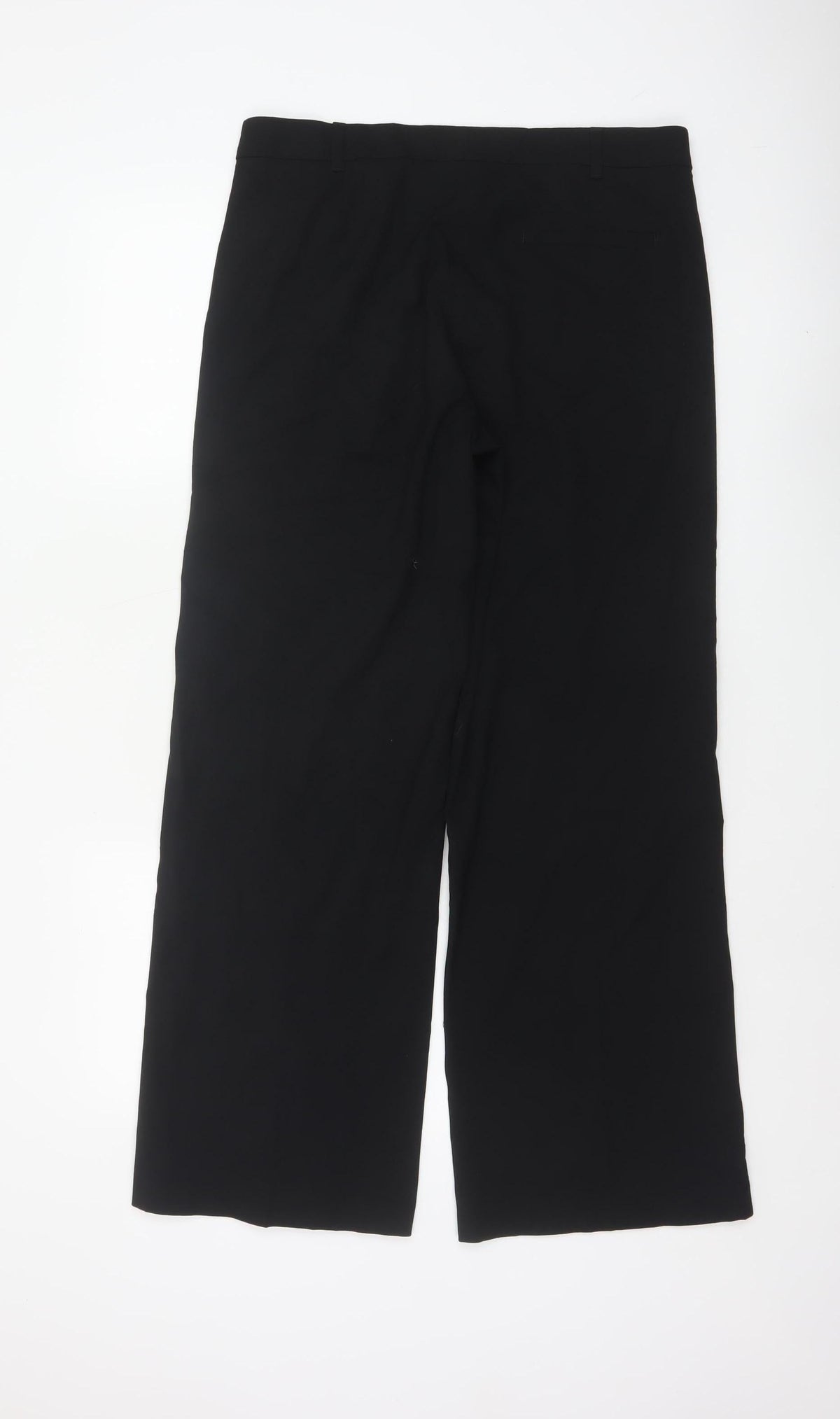 Marks and Spencer Women Black Size 12 Wide-Leg Dress Trousers