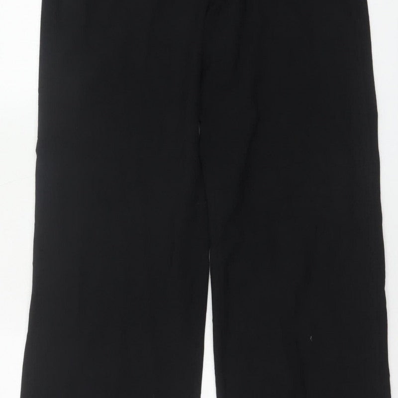 Marks and Spencer Women Black Size 12 Wide-Leg Dress Trousers