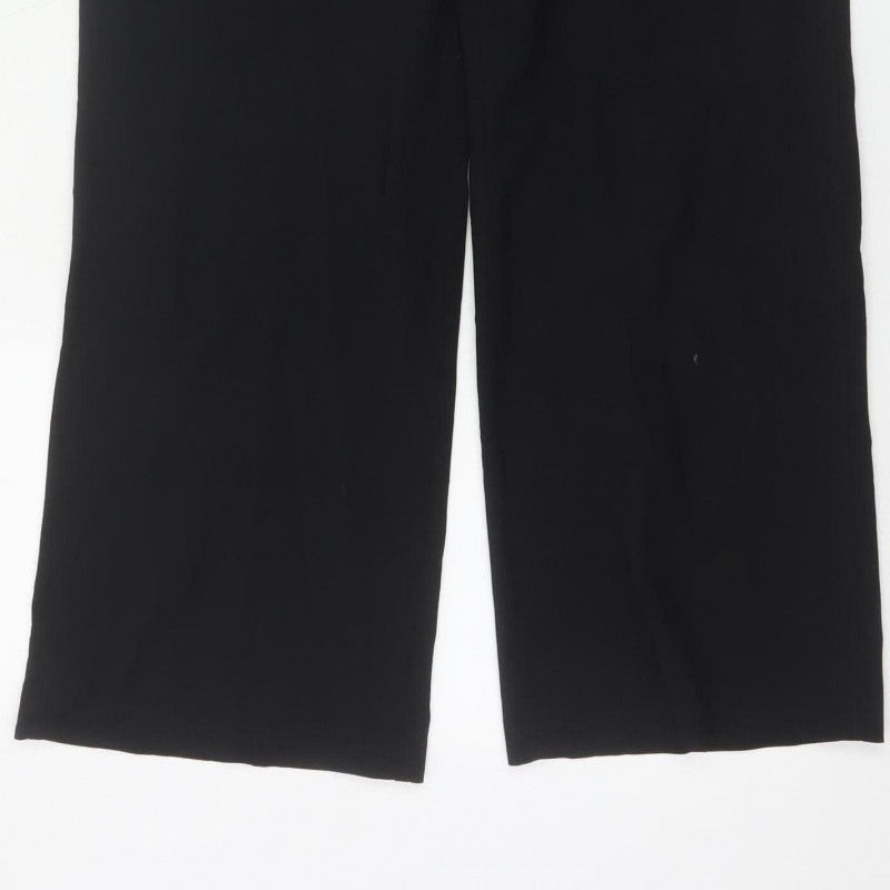 Marks and Spencer Women Black Size 12 Wide-Leg Dress Trousers