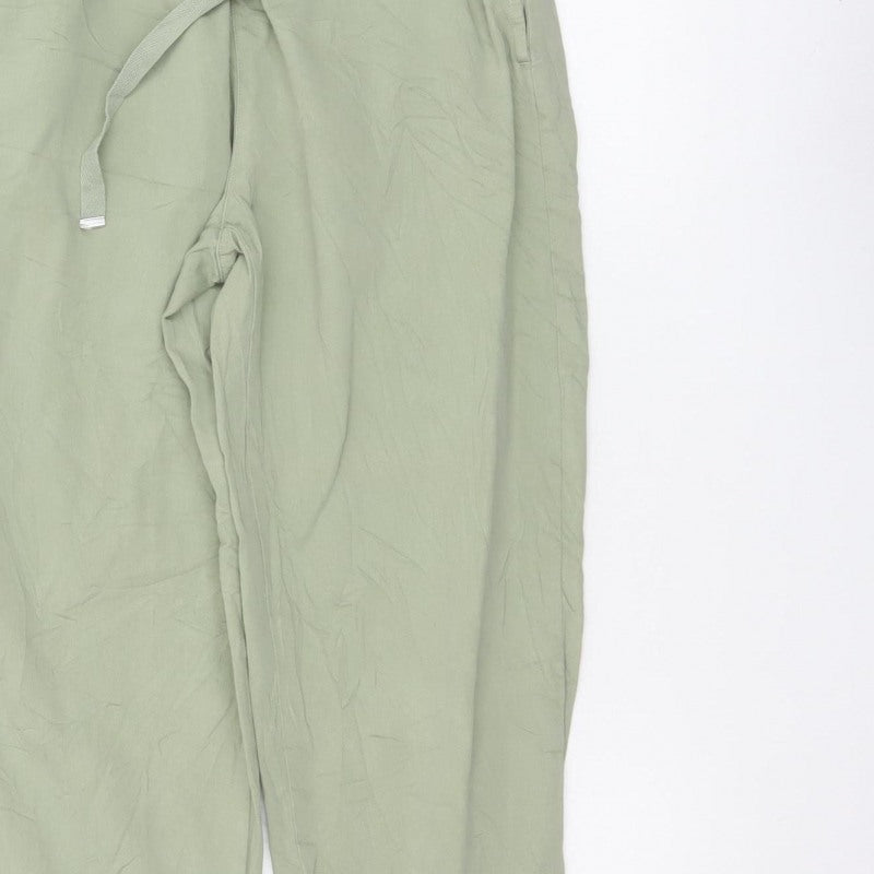 Zara Women Green XS Paperbag Tapered Drawstring Trousers