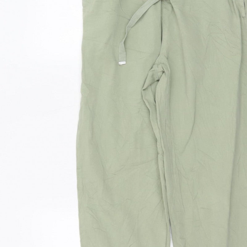 Zara Women Green XS Paperbag Tapered Drawstring Trousers