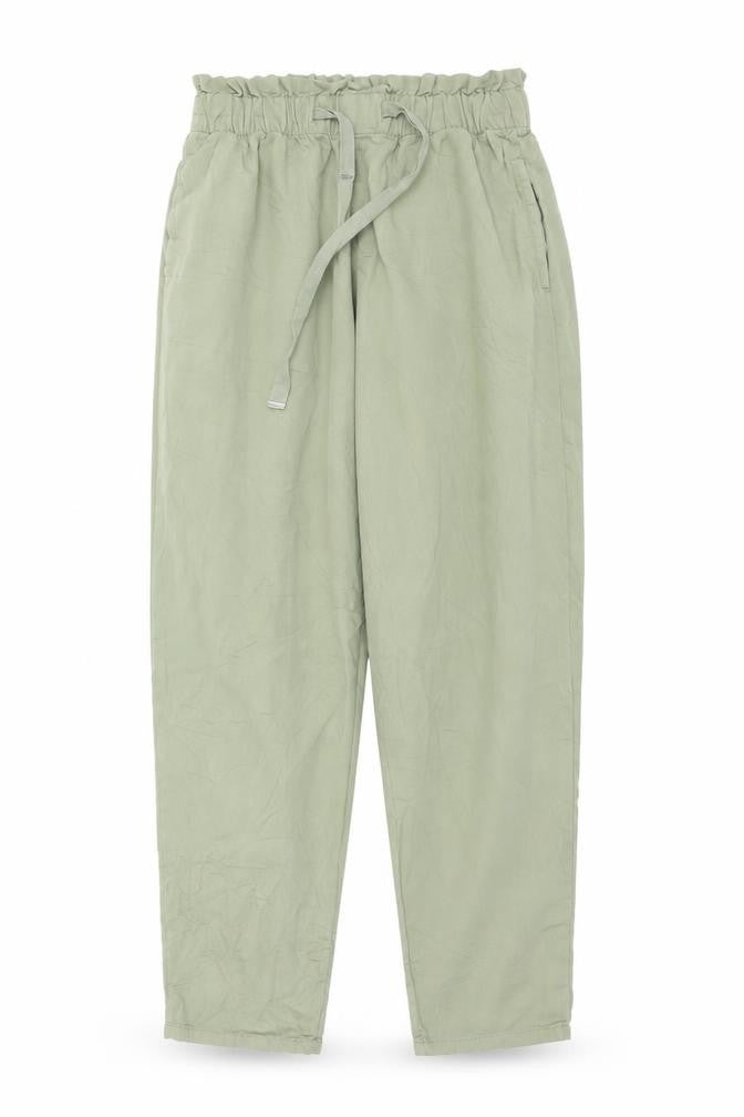 Zara Women Green XS Paperbag Tapered Drawstring Trousers
