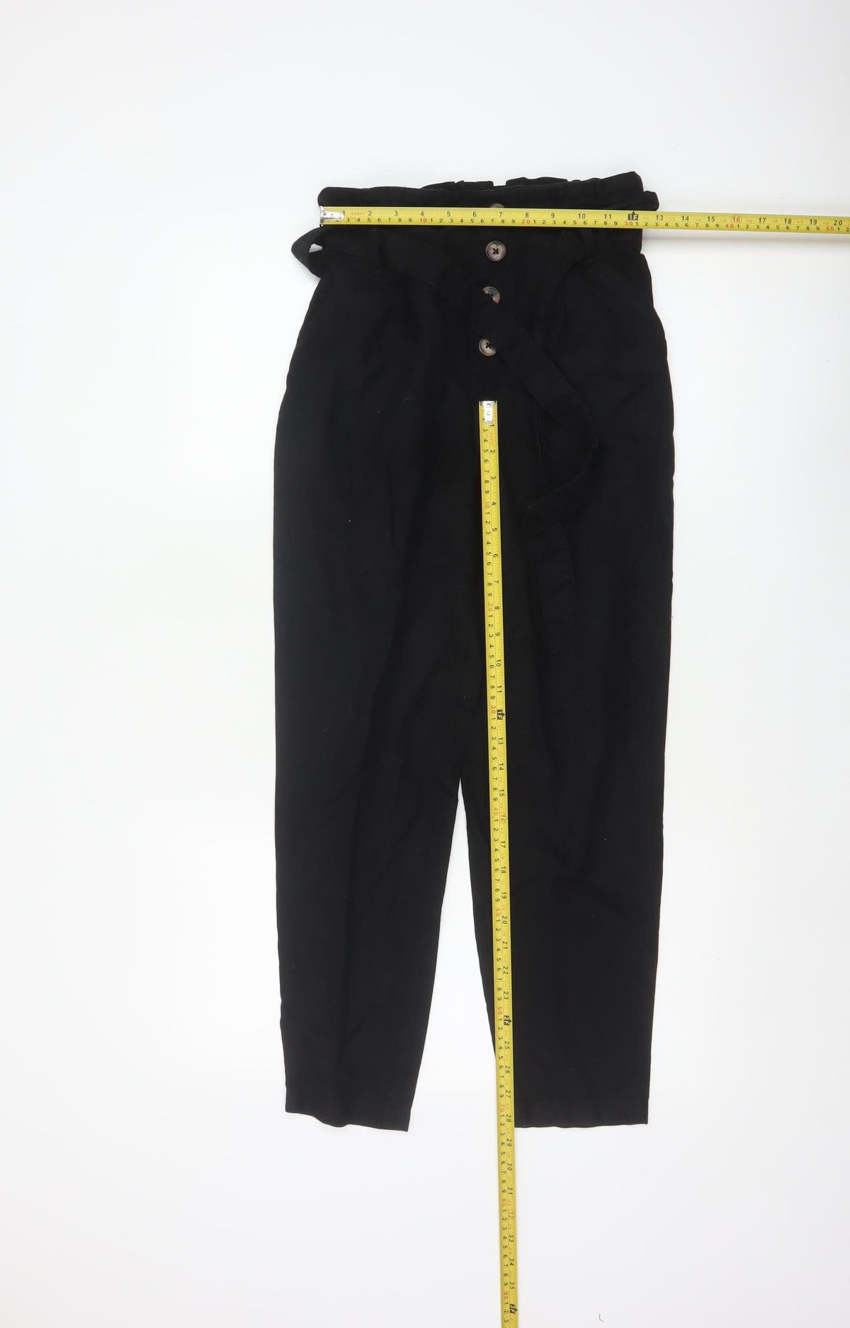 Chicorée H&M Women’s Black UK 6 Paperbag High Waist Tapered Trousers