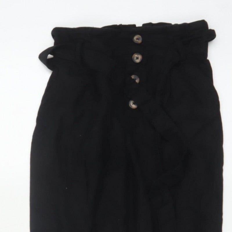Chicorée H&M Women’s Black UK 6 Paperbag High Waist Tapered Trousers