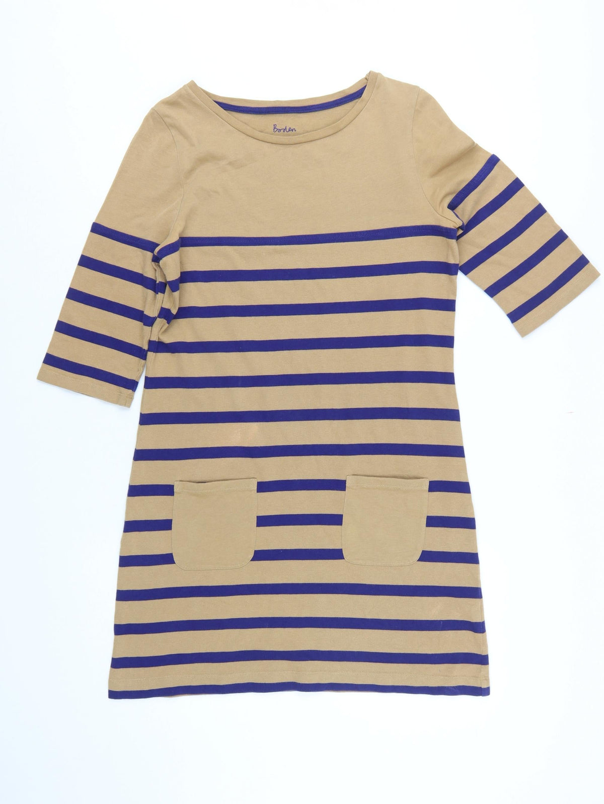 Boden Women’s Multicoloured UK 10 Stripe Cotton Shift Dress Pockets