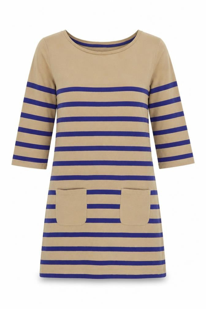 Boden Women’s Multicoloured UK 10 Stripe Cotton Shift Dress Pockets
