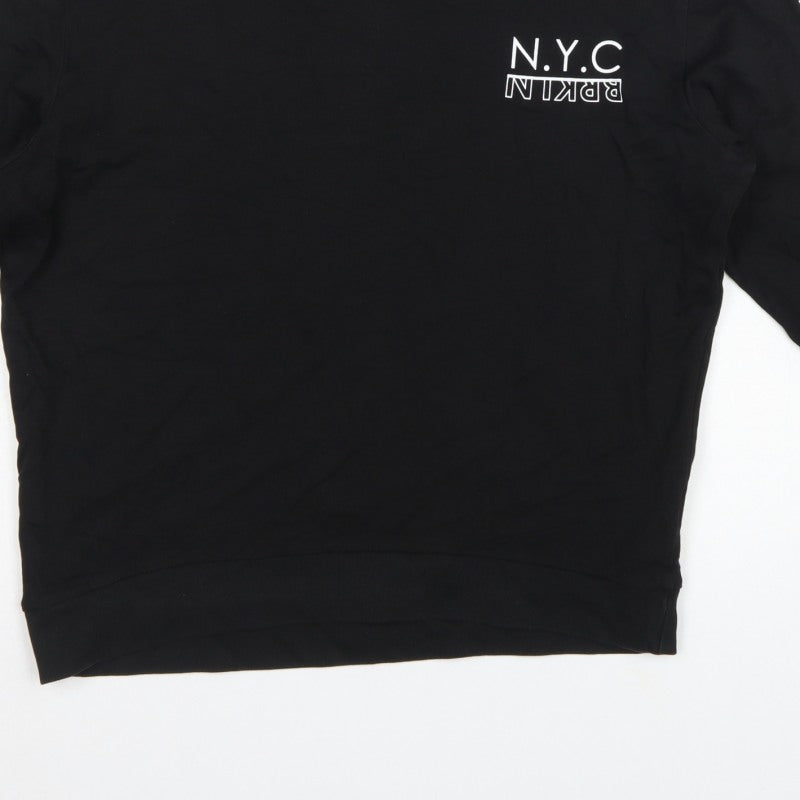 H&M Divided Women’s Black M NYC Brooklyn Logo Pullover Sweatshirt