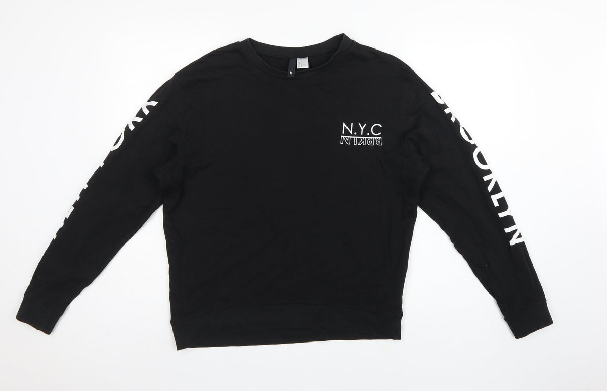 H&M Divided Women’s Black M NYC Brooklyn Logo Pullover Sweatshirt