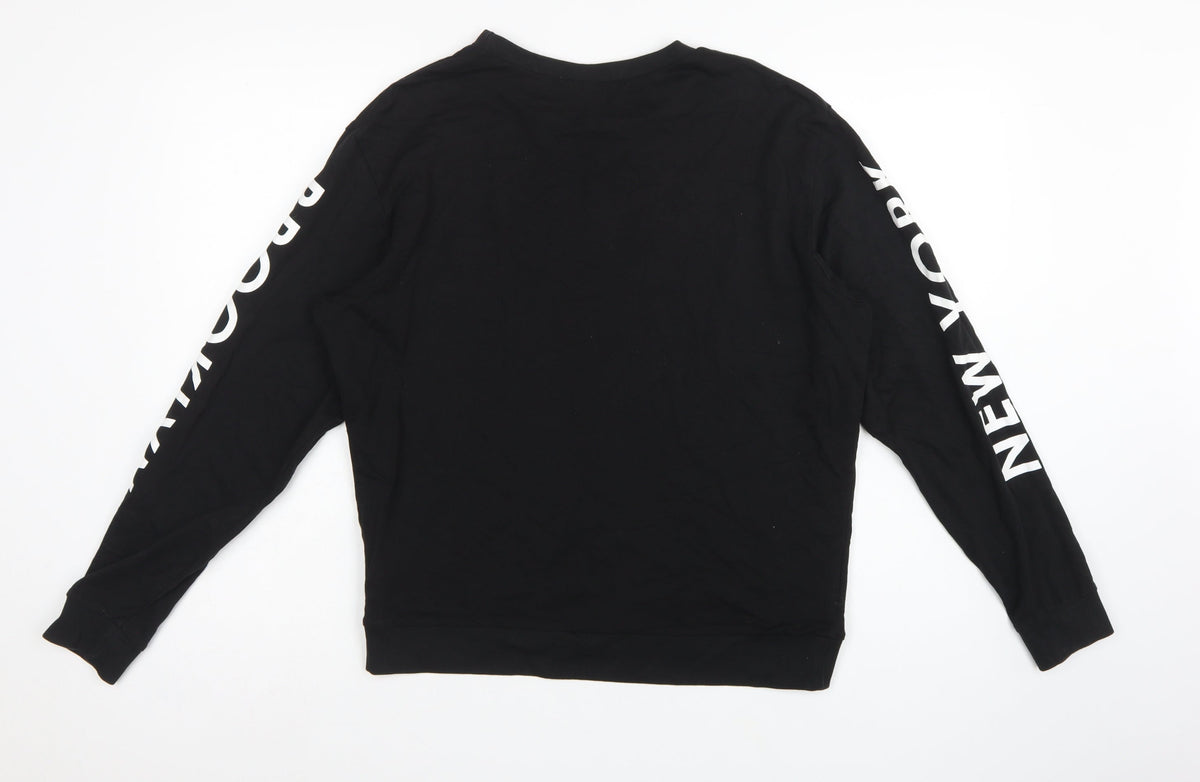 H&M Divided Women’s Black M NYC Brooklyn Logo Pullover Sweatshirt