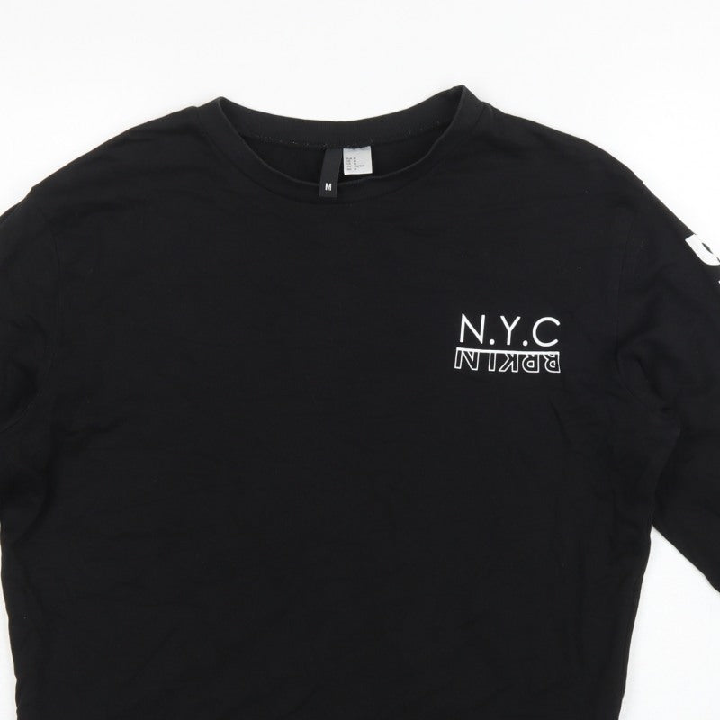H&M Divided Women’s Black M NYC Brooklyn Logo Pullover Sweatshirt