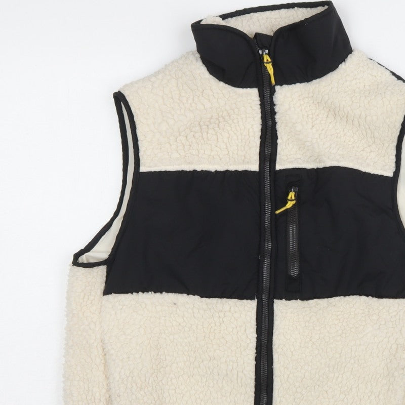 H&M Women Multicolour XS Fleece Padded Zip Waistcoat Gilet