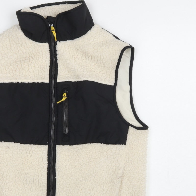 H&M Women Multicolour XS Fleece Padded Zip Waistcoat Gilet