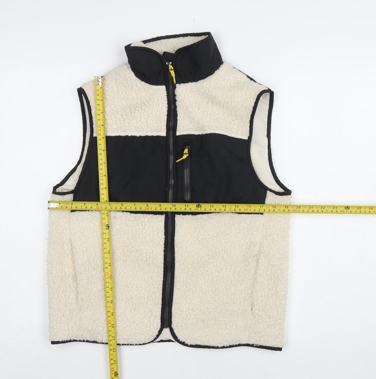 H&M Women Multicolour XS Fleece Padded Zip Waistcoat Gilet