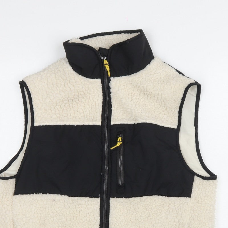 H&M Women Multicolour XS Fleece Padded Zip Waistcoat Gilet