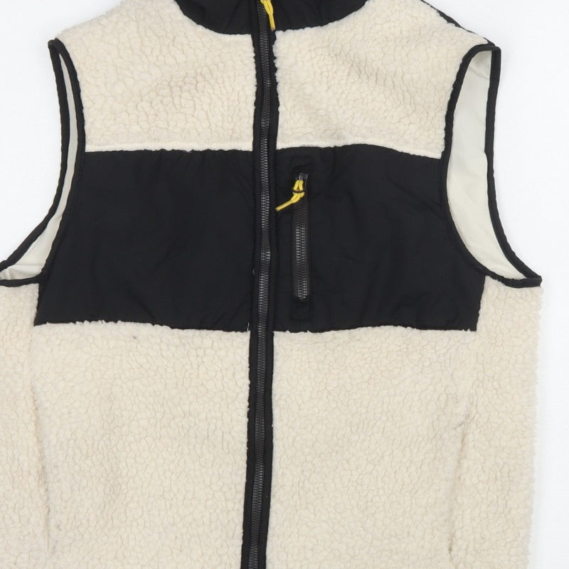 H&M Women Multicolour XS Fleece Padded Zip Waistcoat Gilet