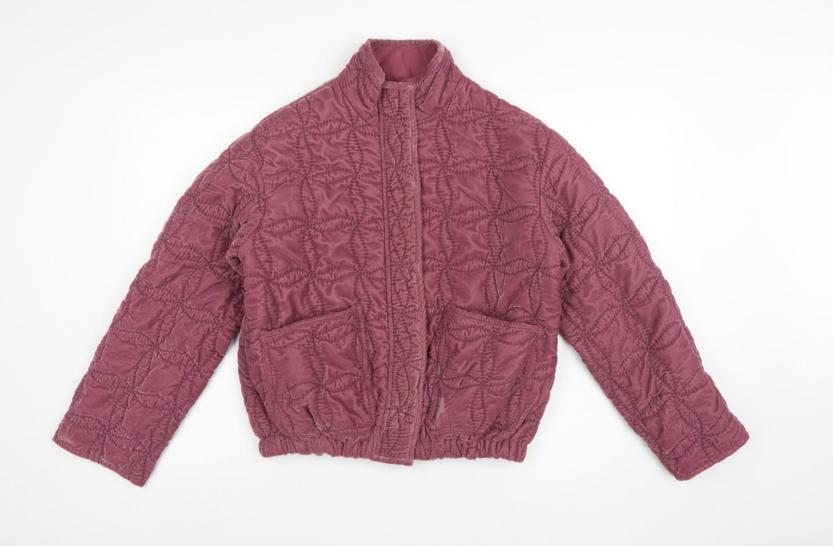 Next Women Purple UK 6 XS Quilted Short Jacket Cotton Lined Pockets