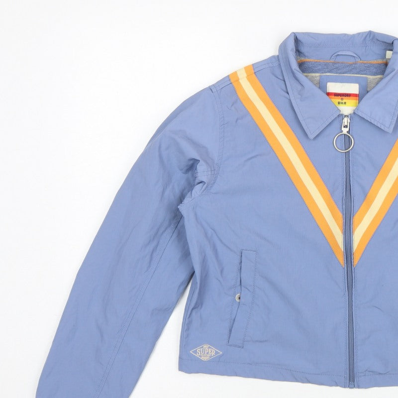 Superdry Women's Blue UK 8 Basic Striped Full Zip Jacket