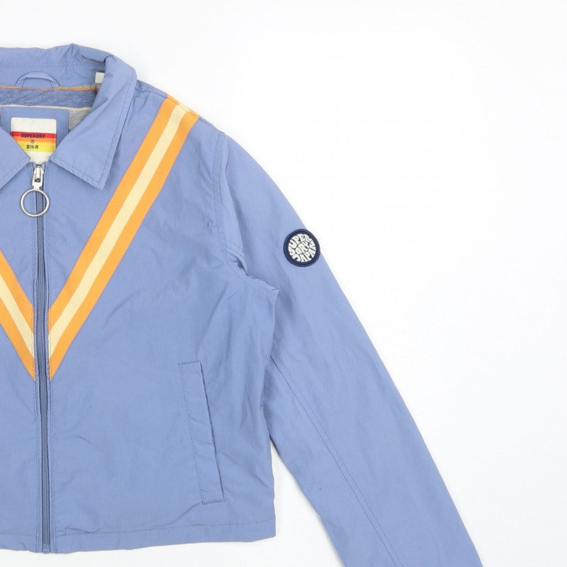 Superdry Women's Blue UK 8 Basic Striped Full Zip Jacket