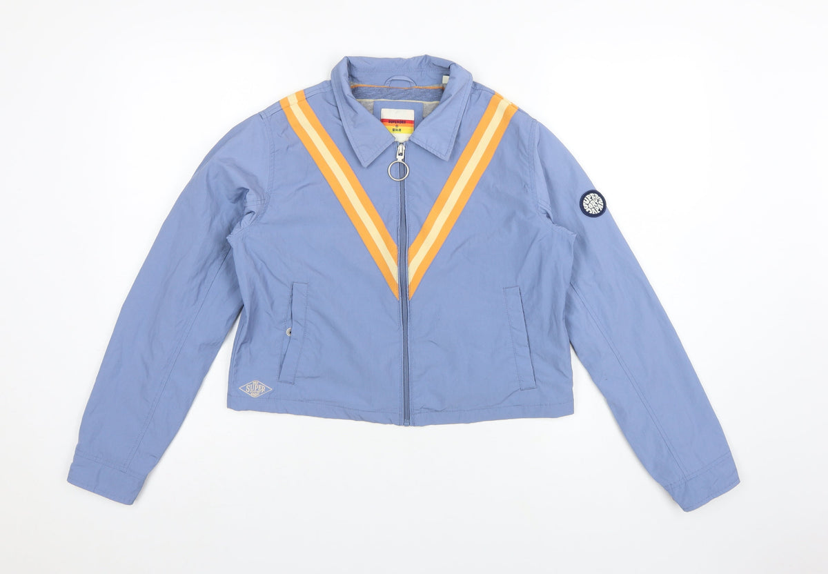 Superdry Women's Blue UK 8 Basic Striped Full Zip Jacket