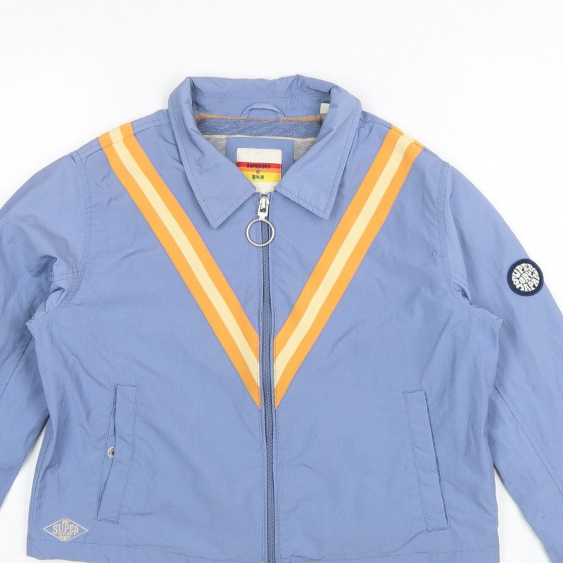Superdry Women's Blue UK 8 Basic Striped Full Zip Jacket