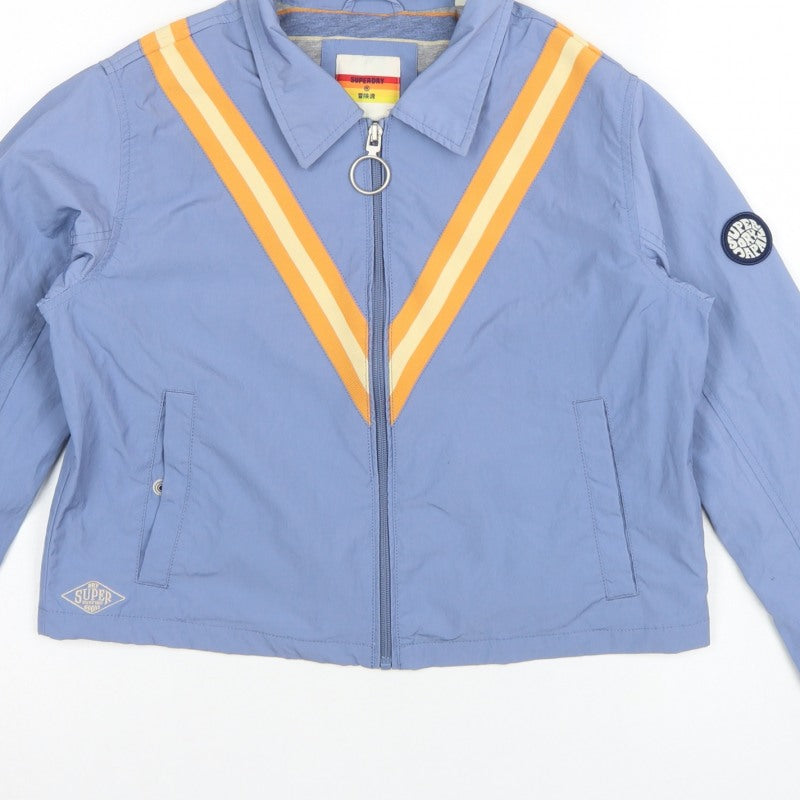 Superdry Women's Blue UK 8 Basic Striped Full Zip Jacket