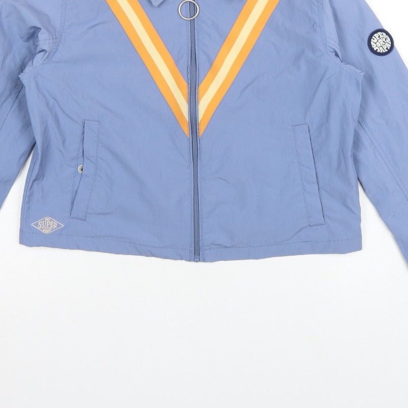 Superdry Women's Blue UK 8 Basic Striped Full Zip Jacket