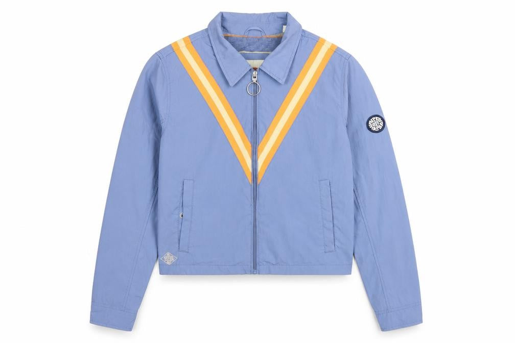 Superdry Women's Blue UK 8 Basic Striped Full Zip Jacket