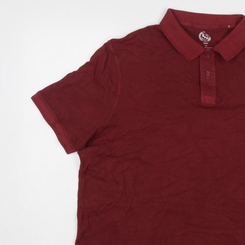 Marks and Spencer Men’s Red 2XL Classic Cotton Pique Polo Shirt