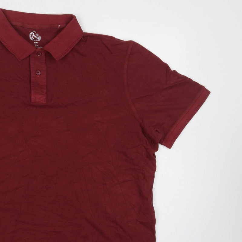 Marks and Spencer Men’s Red 2XL Classic Cotton Pique Polo Shirt