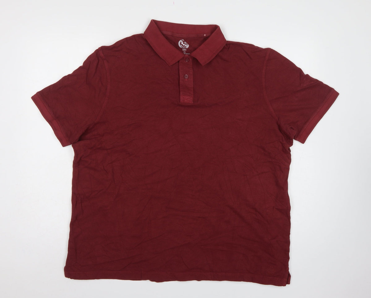 Marks and Spencer Men’s Red 2XL Classic Cotton Pique Polo Shirt
