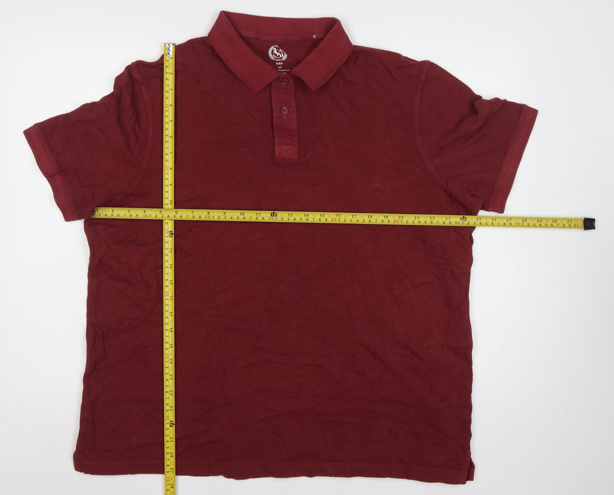 Marks and Spencer Men’s Red 2XL Classic Cotton Pique Polo Shirt